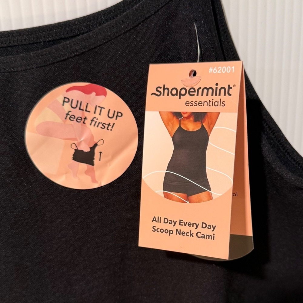 NWT Shapermint Essentials Scoop Neck Shaping Cami Tank Black XL NWT Seamless - Picture 5 of 9